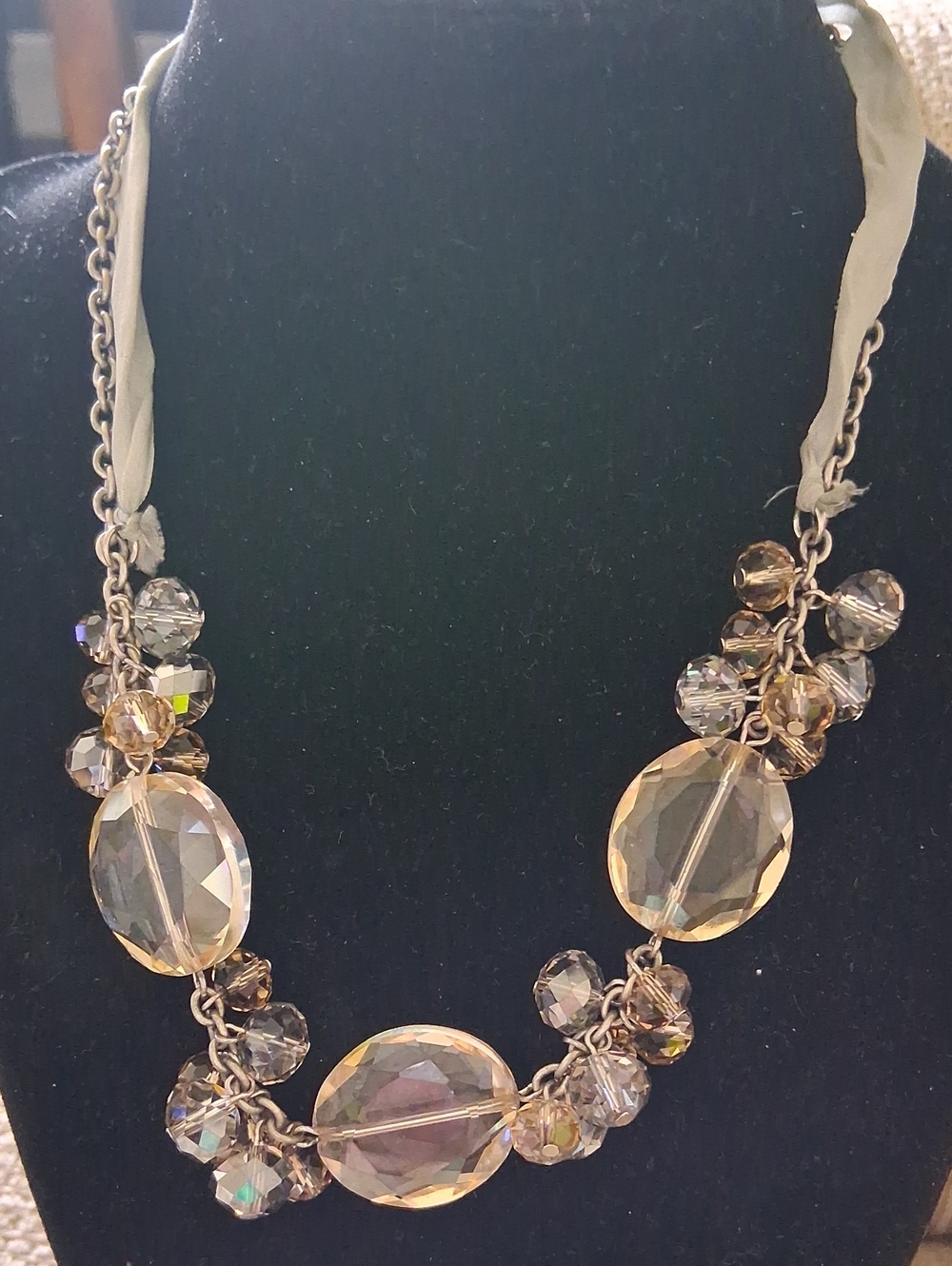 Elegant Crystal Statement Necklace - Champagne Sell As It Is